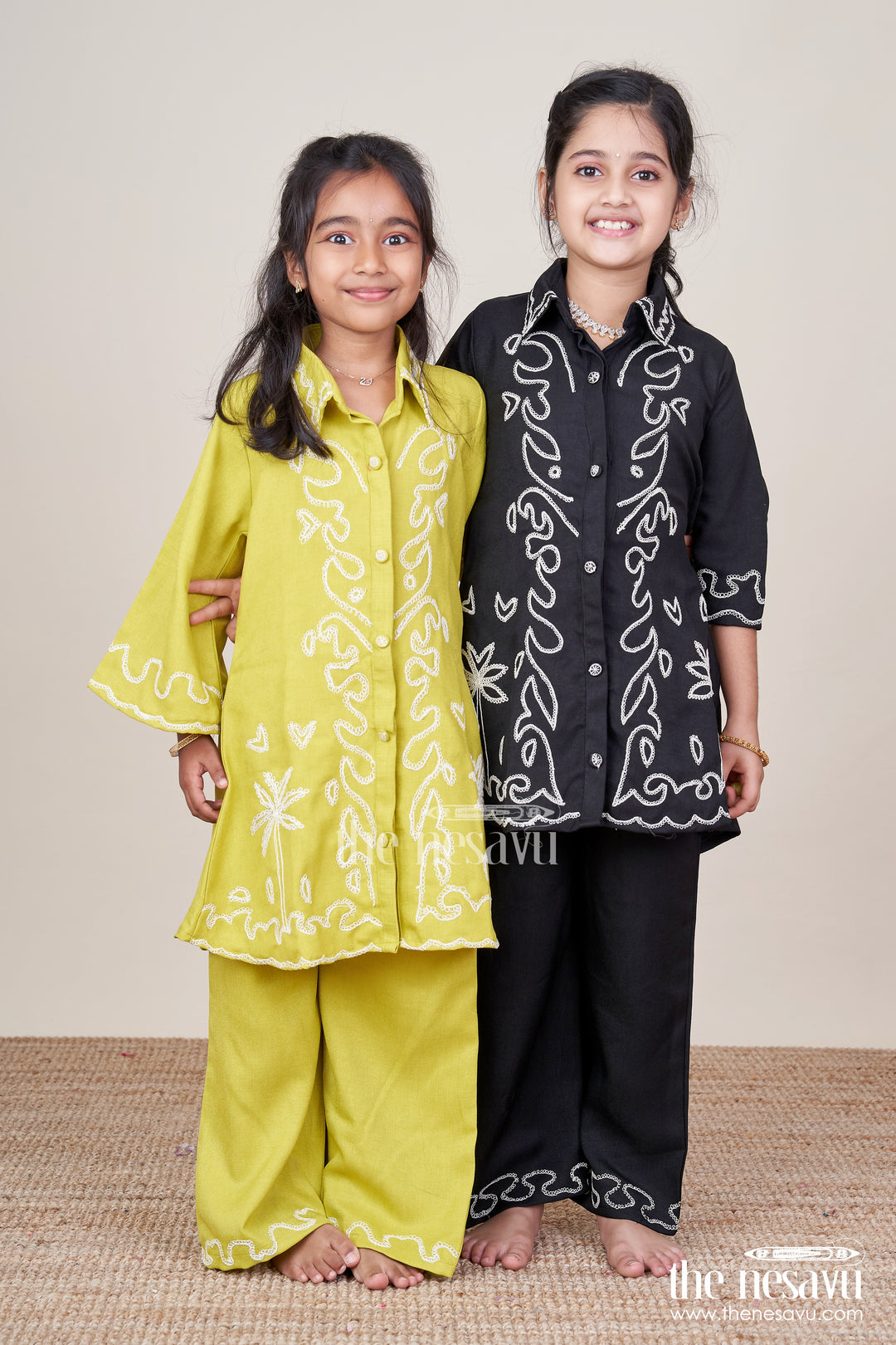 Girls Embroidered Black Georgette Plazo Set for Evening Functions