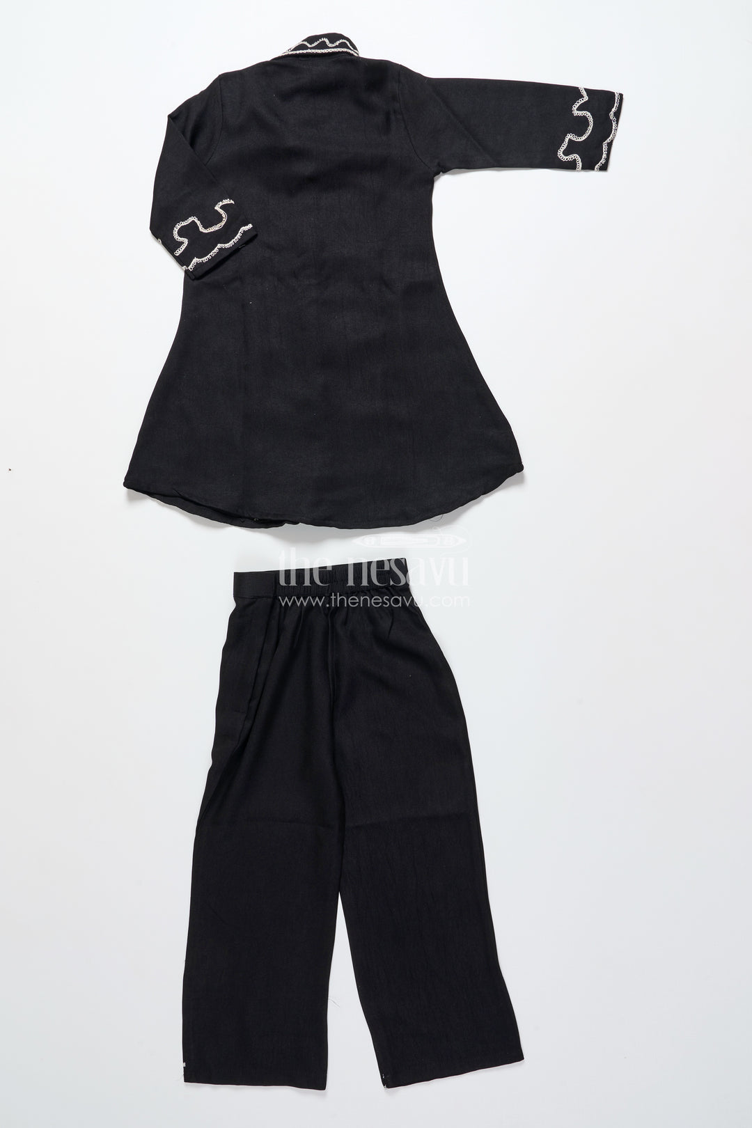 Girls Embroidered Black Georgette Plazo Set for Evening Functions