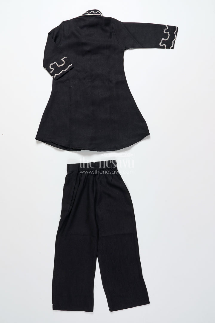 Girls Embroidered Black Georgette Plazo Set for Evening Functions