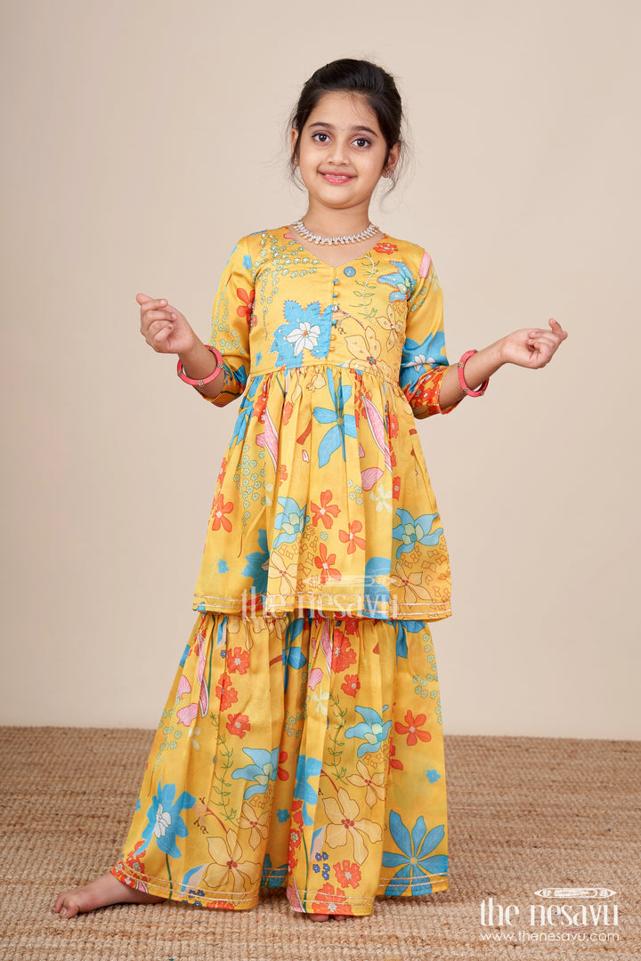 Toddler girls floral sharara set for birthdays and playful festive days