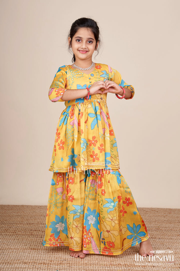 Toddler girls floral sharara set for birthdays and playful festive days