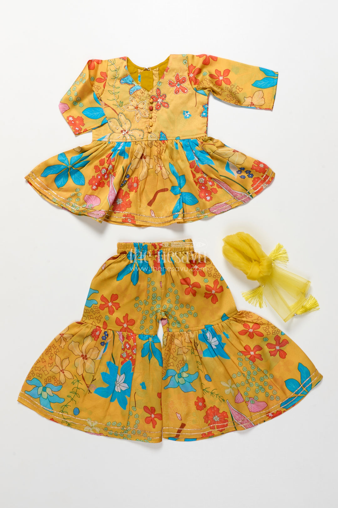Toddler girls floral sharara set for birthdays and playful festive days