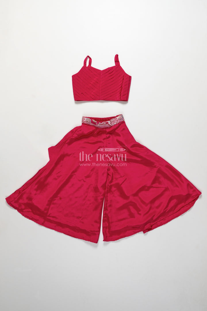 Jacket-style girls sharara set with embroidered detailing for festive layering