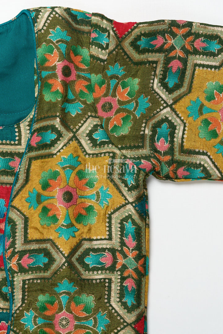 Festive ethnic sharara set with embroidered jacket and mirror detailing