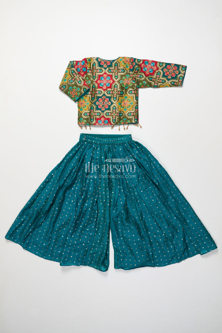 Festive ethnic sharara set with embroidered jacket and mirror detailing