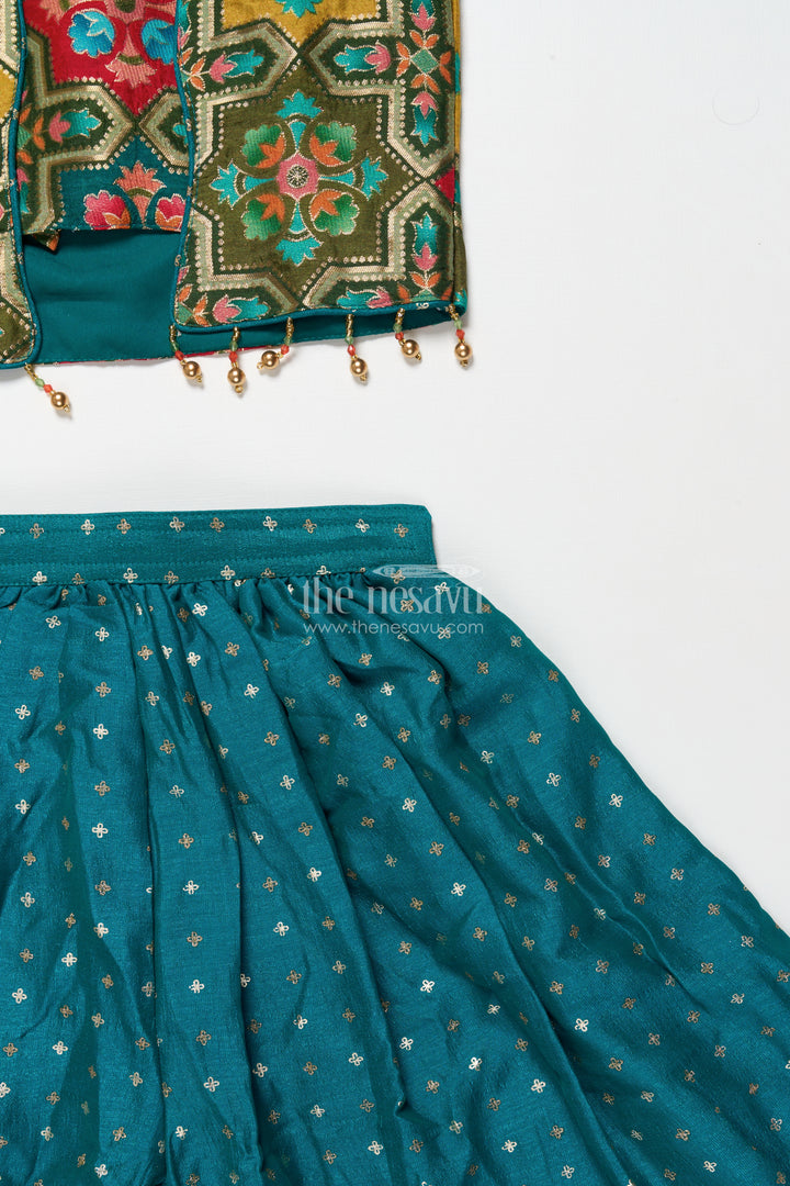Festive ethnic sharara set with embroidered jacket and mirror detailing