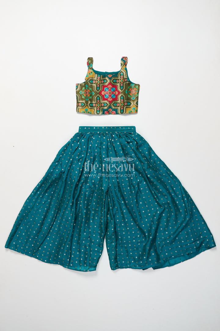 Festive ethnic sharara set with embroidered jacket and mirror detailing