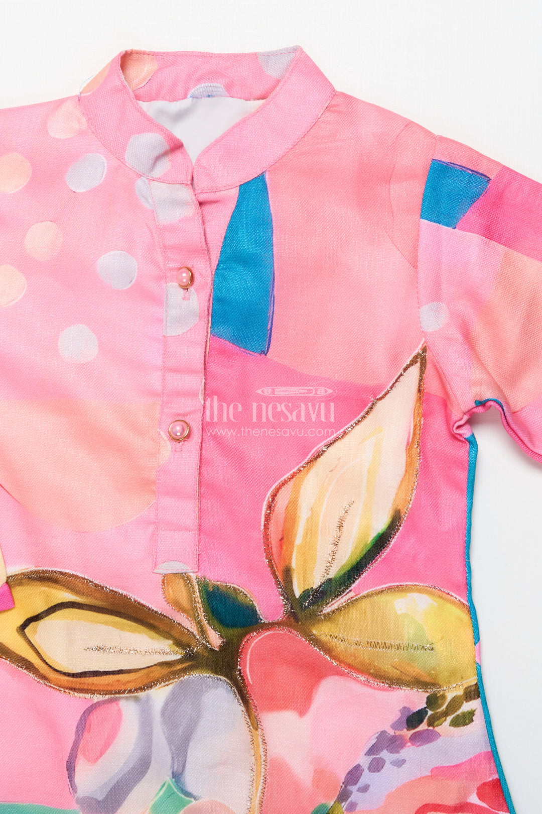 Floral Printed Cotton Set with Kurta and Wide-Leg Pants for Casual Wear