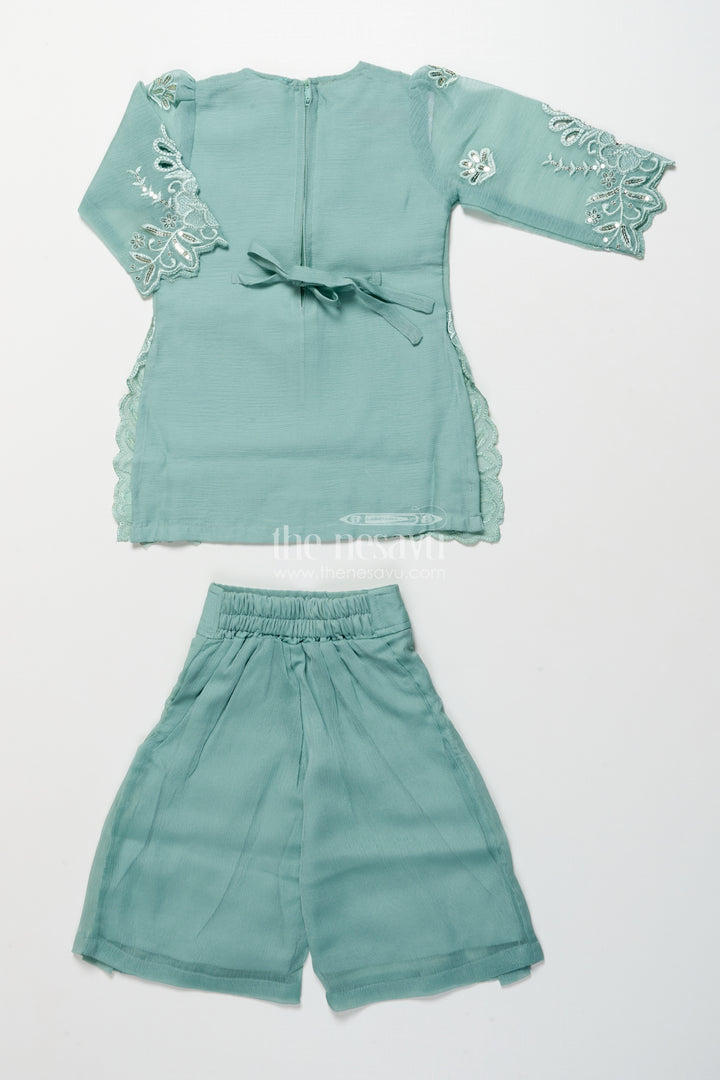 Occasion-ready organza sharara set with thread embroidery detailing