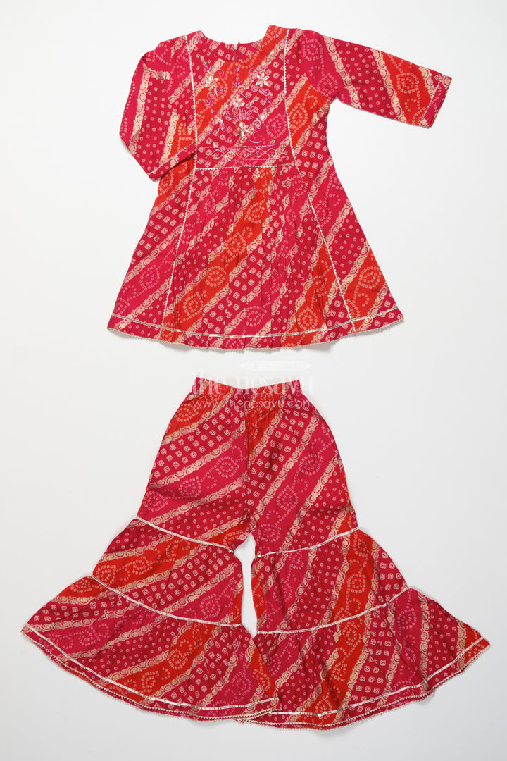 Bandhani-inspired festive sharara set with layered flare