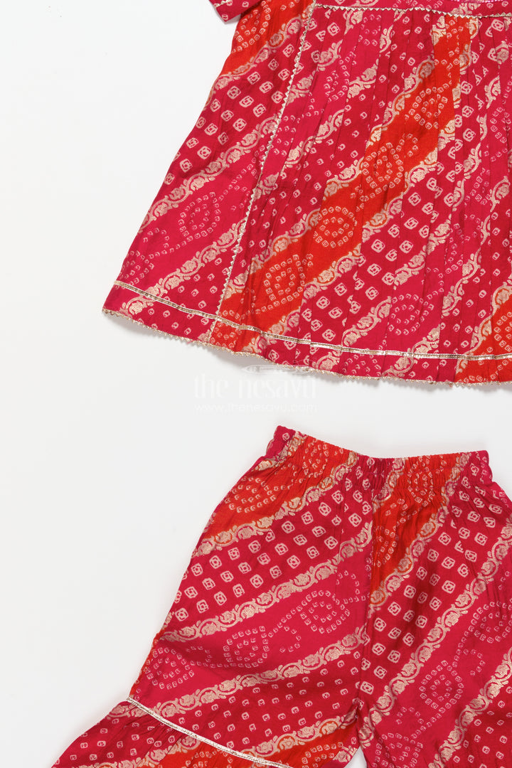 Bandhani-inspired festive sharara set with layered flare