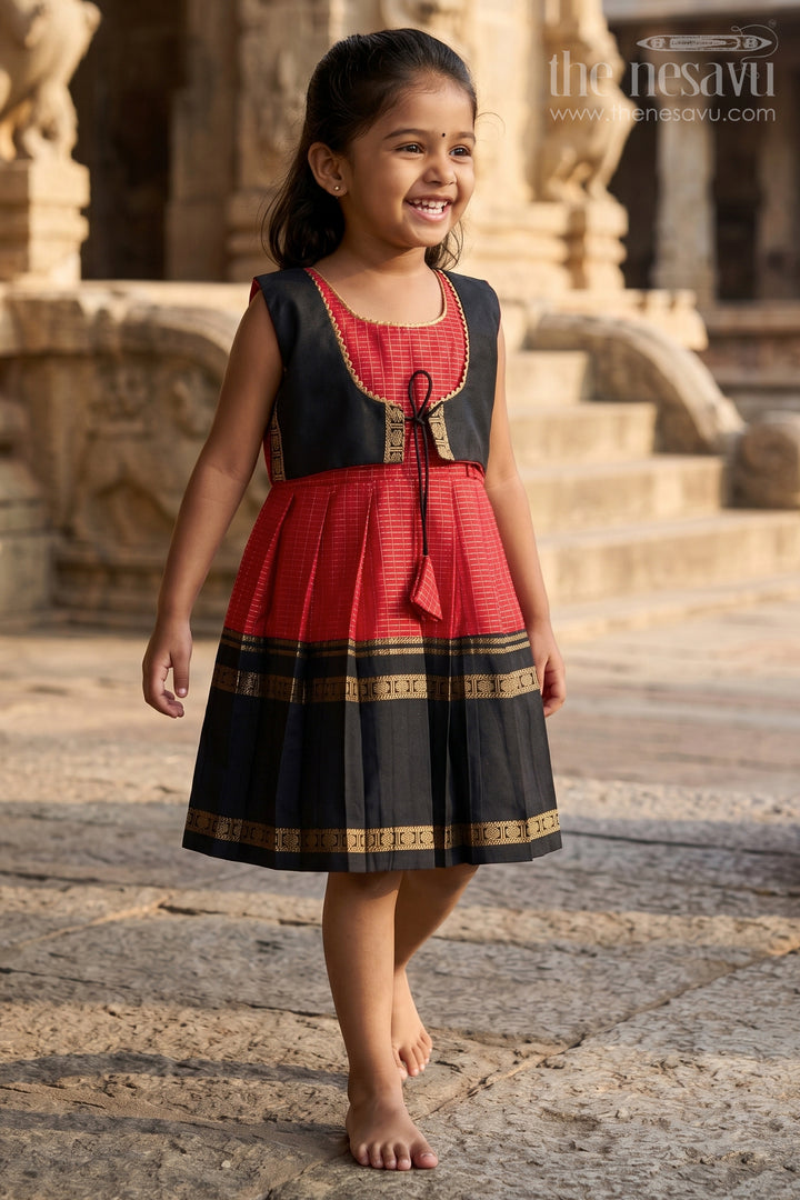 Traditional Frock for Toddler Girls Inspired by Kanchipuram Silk Sarees