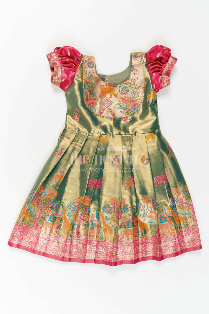 Baby Girl Kanchi Silk Frock for Festive Occasions and Weddings