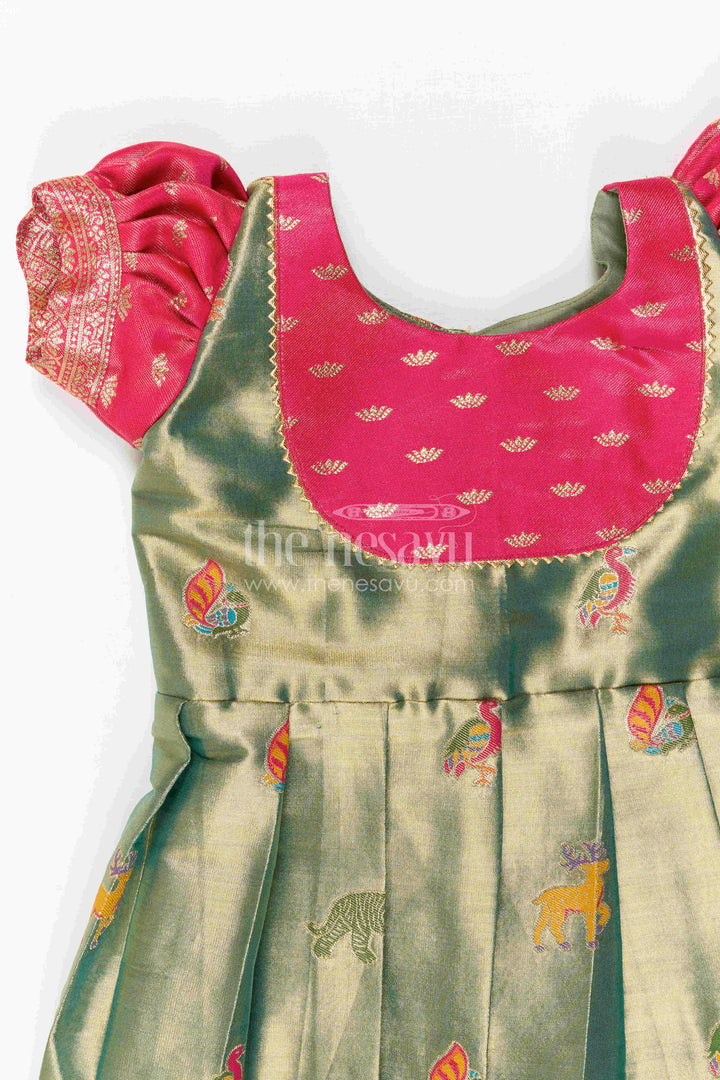 Baby Girl Kanchi Silk Frock for Festive Occasions and Weddings