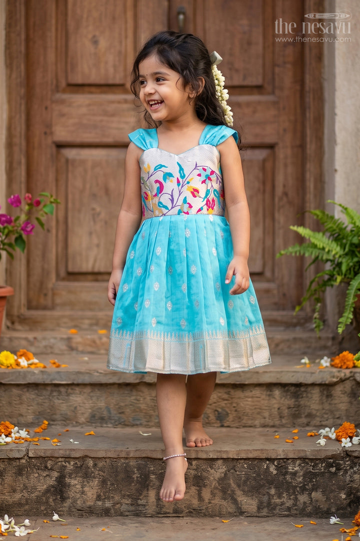 Girls Kanchi Silk Frock for Festive Photos and Pooja