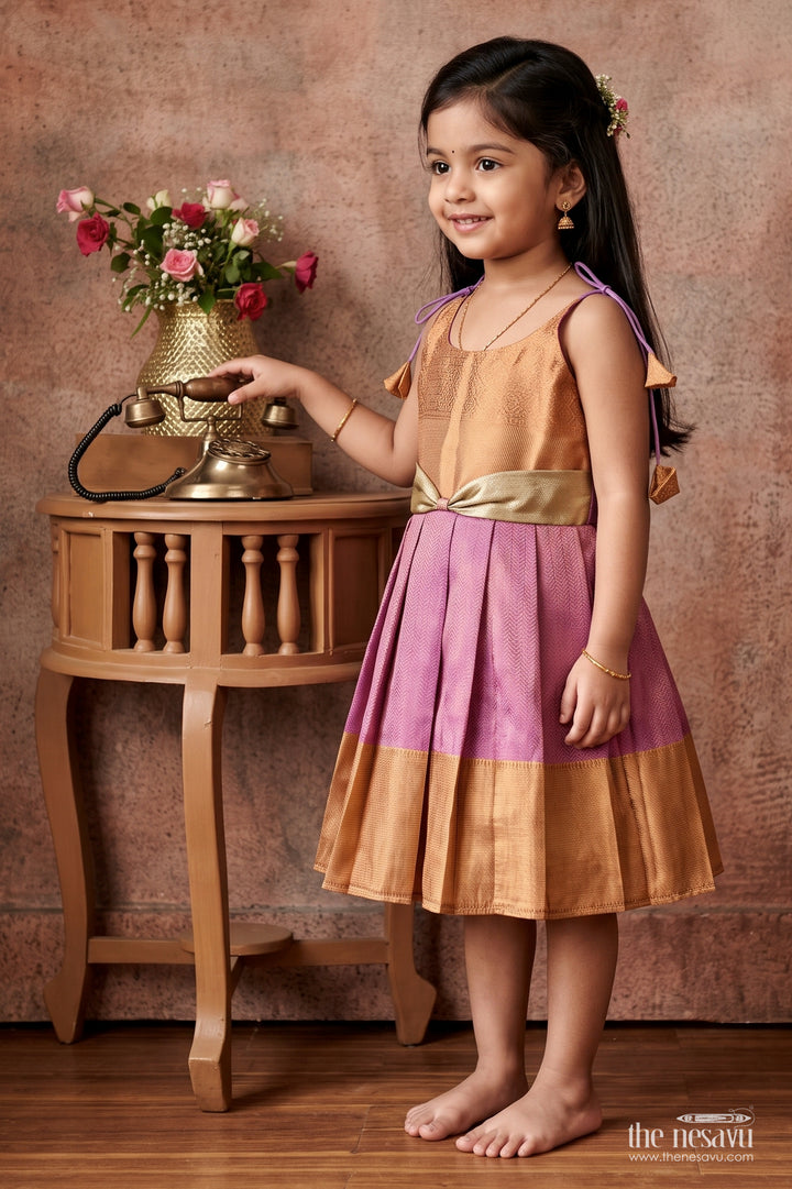 Silk Frock for Girls with Jacquard Weave for Festive Occasions