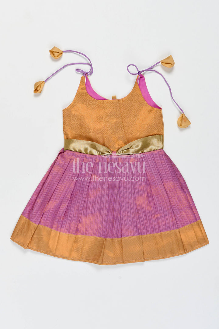 Silk Frock for Girls with Jacquard Weave for Festive Occasions