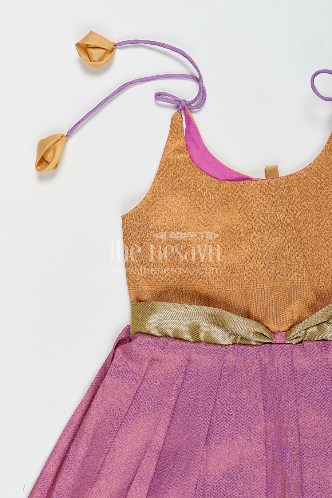 Silk Frock for Girls with Jacquard Weave for Festive Occasions