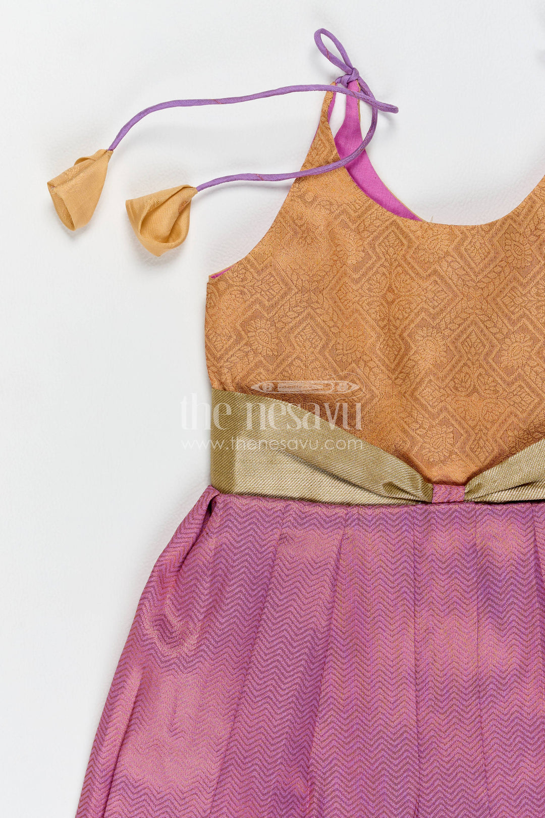 Silk Frock for Girls with Jacquard Weave for Festive Occasions