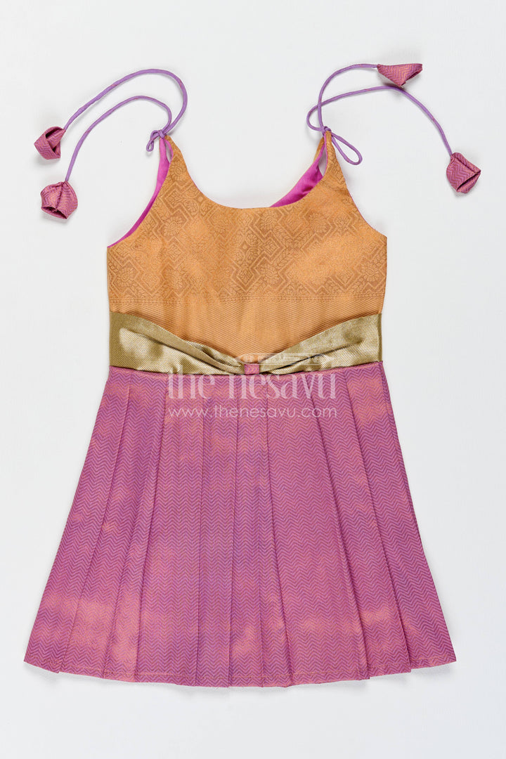 Silk Frock for Girls with Jacquard Weave for Festive Occasions