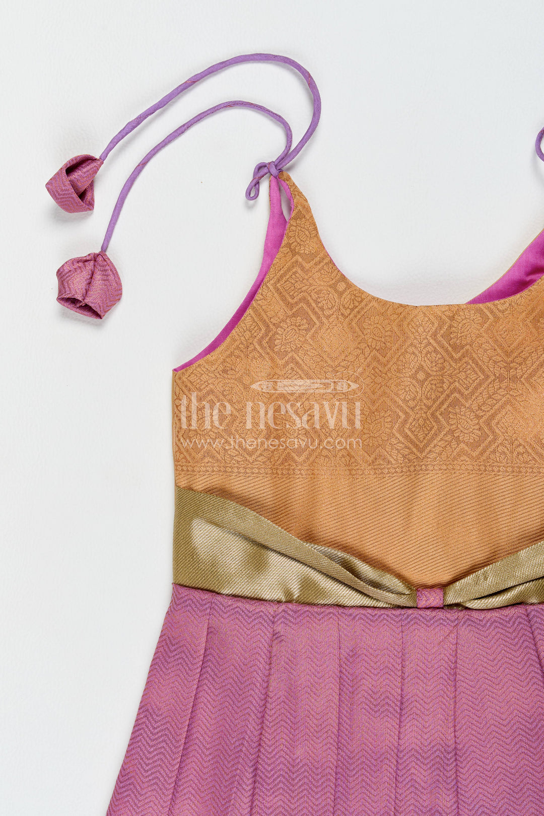Silk Frock for Girls with Jacquard Weave for Festive Occasions
