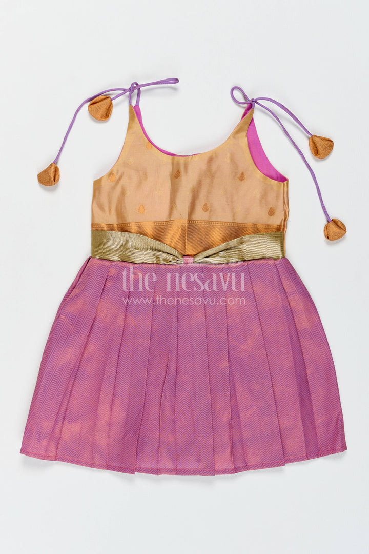 Silk Frock for Girls with Jacquard Weave for Festive Occasions