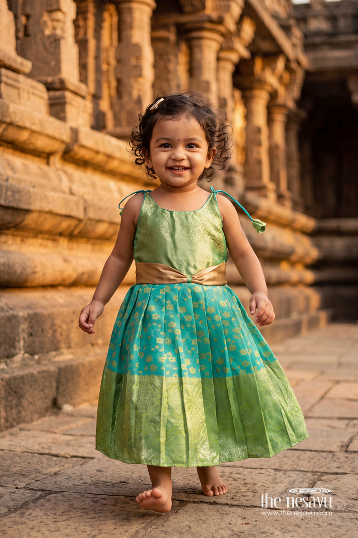 Traditional Silk Frock in Turquoise for Celebrations and Photos