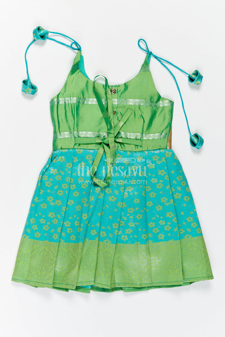 Traditional Silk Frock in Turquoise for Celebrations and Photos