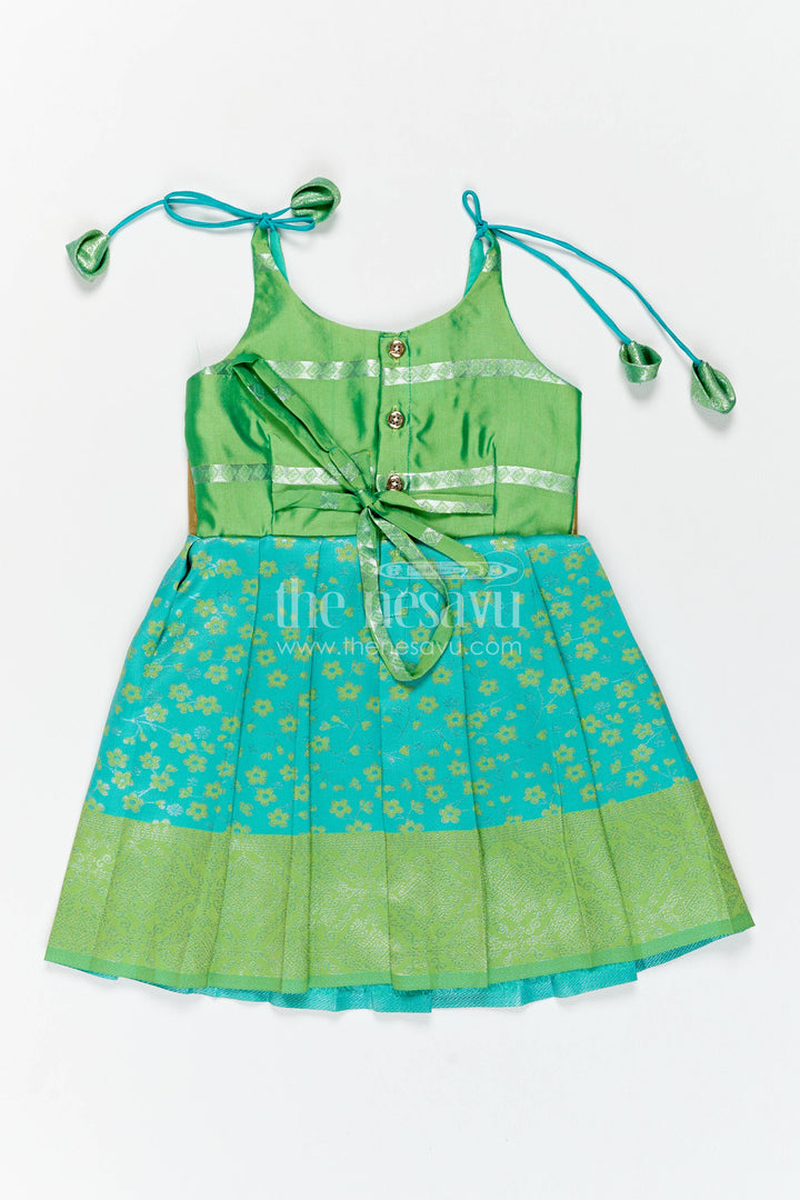 Traditional Silk Frock in Turquoise for Celebrations and Photos