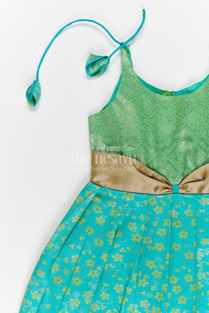 Traditional Silk Frock in Turquoise for Celebrations and Photos