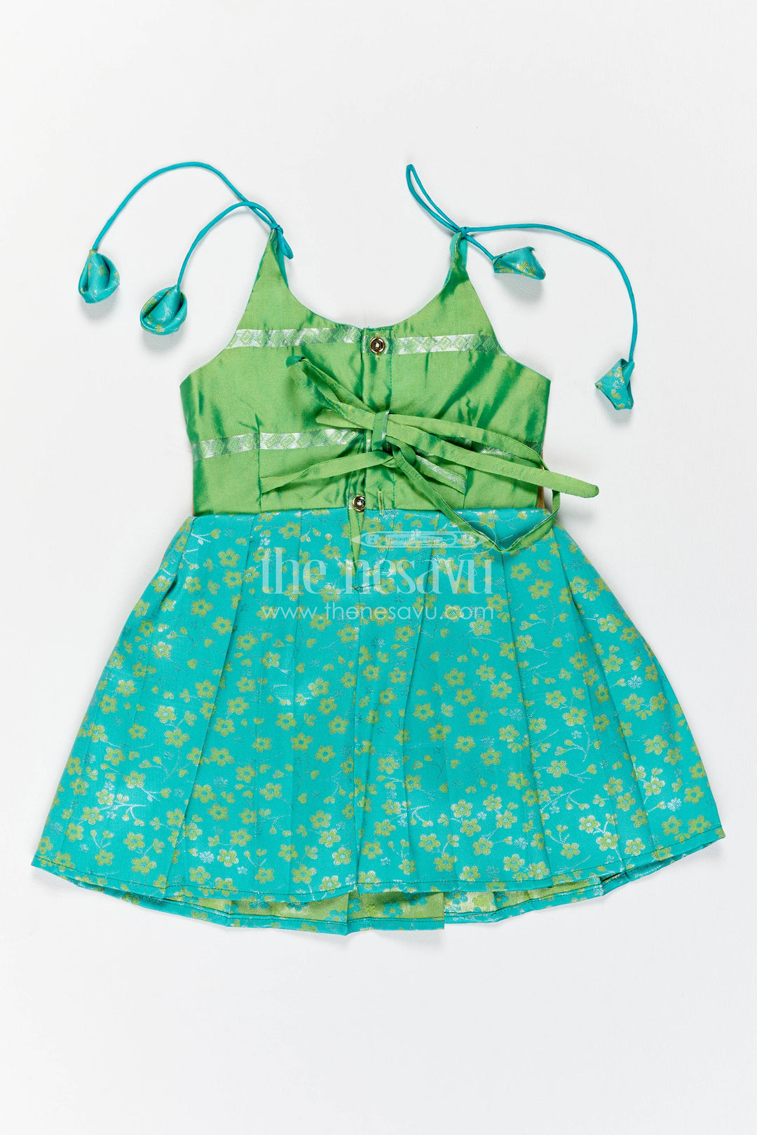 Traditional Silk Frock in Turquoise for Celebrations and Photos