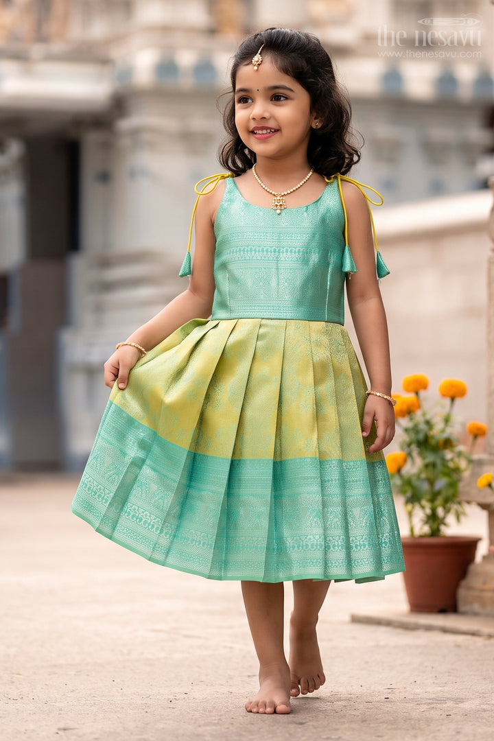 Toddler Kanchi Silk Frock for Temple Visit and Pooja