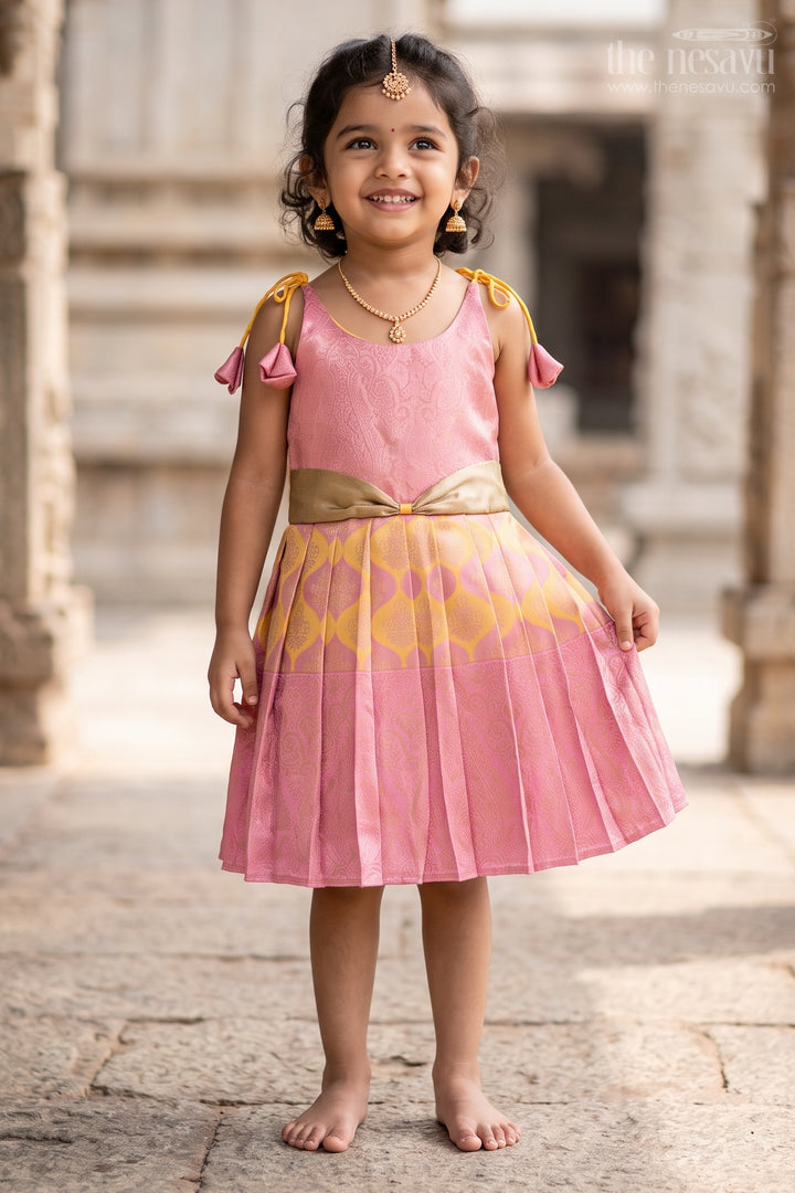 Infant Kanchi Silk Frock for First Pooja and Family Photos