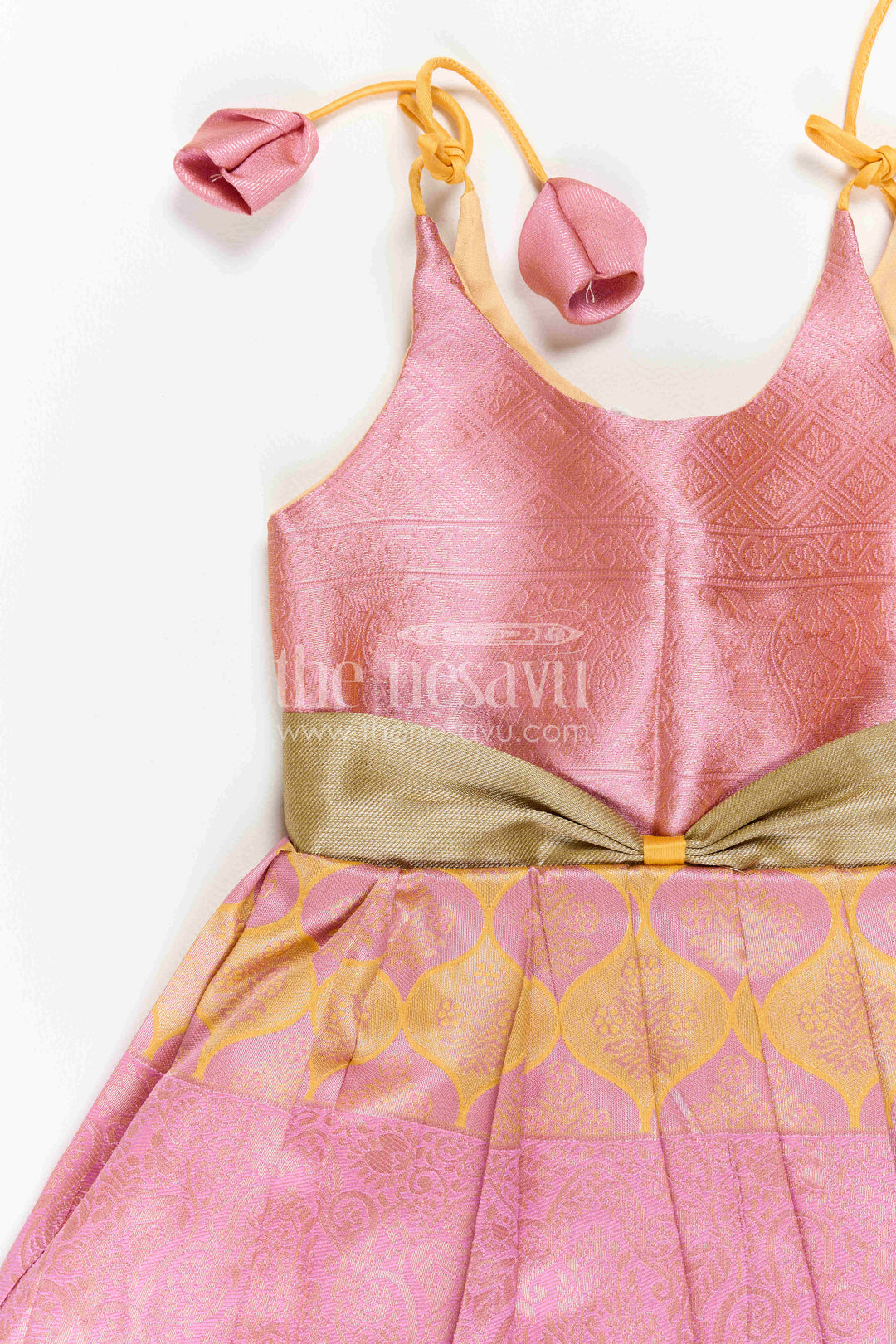 Infant Kanchi Silk Frock for First Pooja and Family Photos