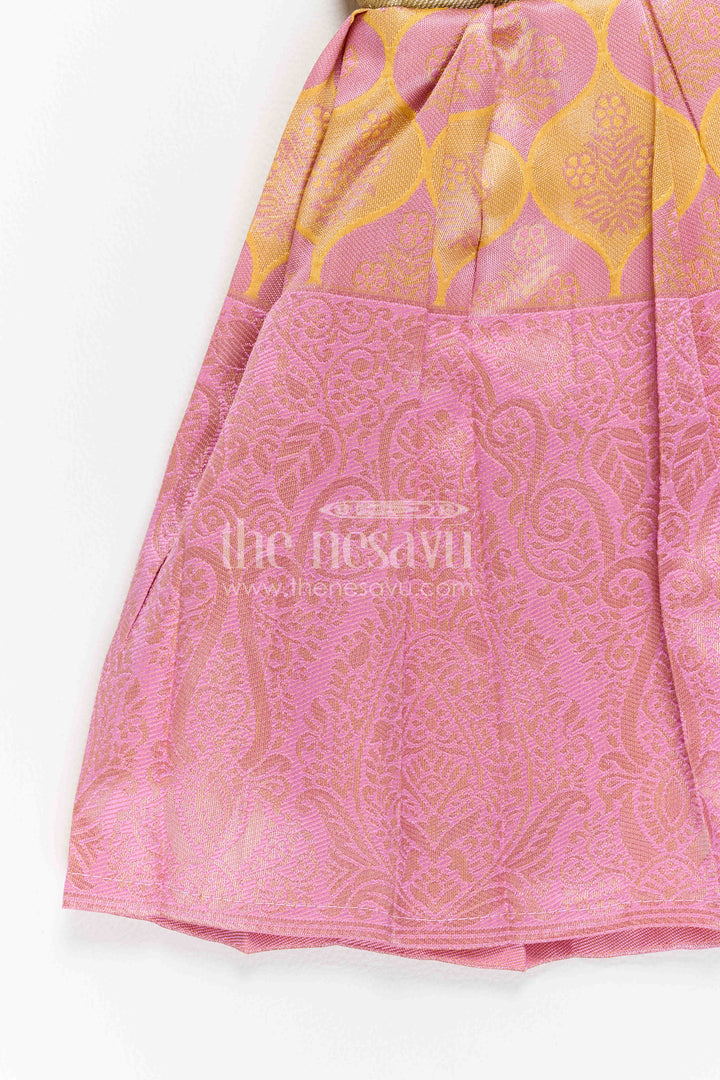 Infant Kanchi Silk Frock for First Pooja and Family Photos