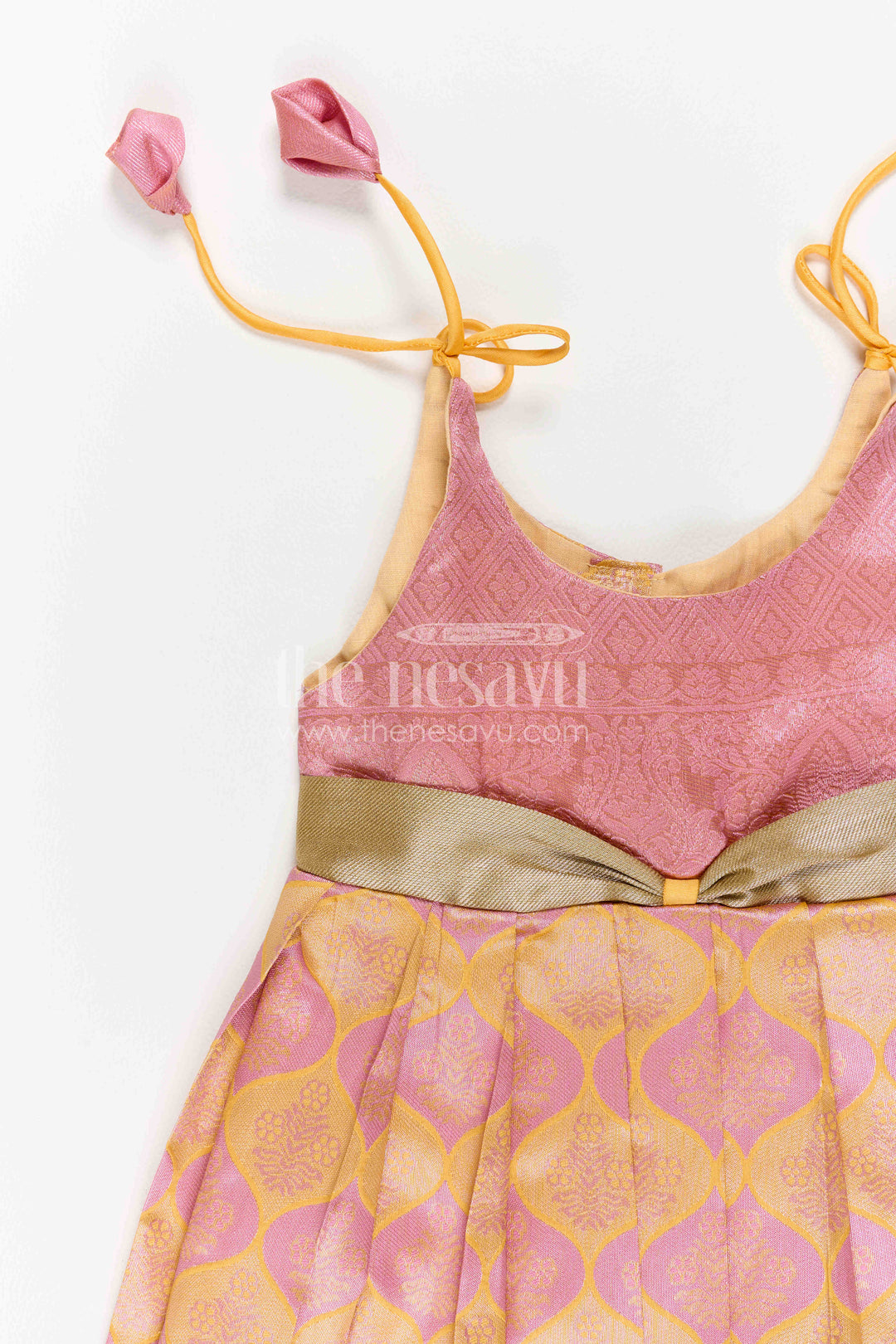 Infant Kanchi Silk Frock for First Pooja and Family Photos