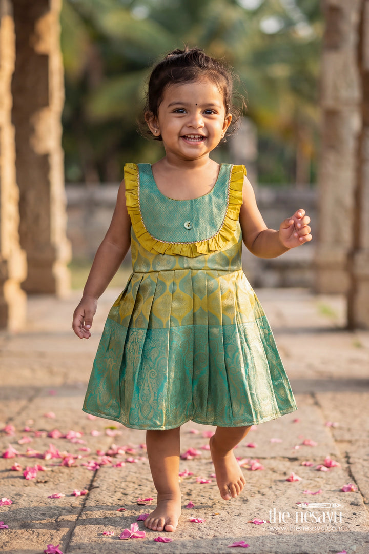 Traditional Silk Frock in Green for Celebrations and Photos