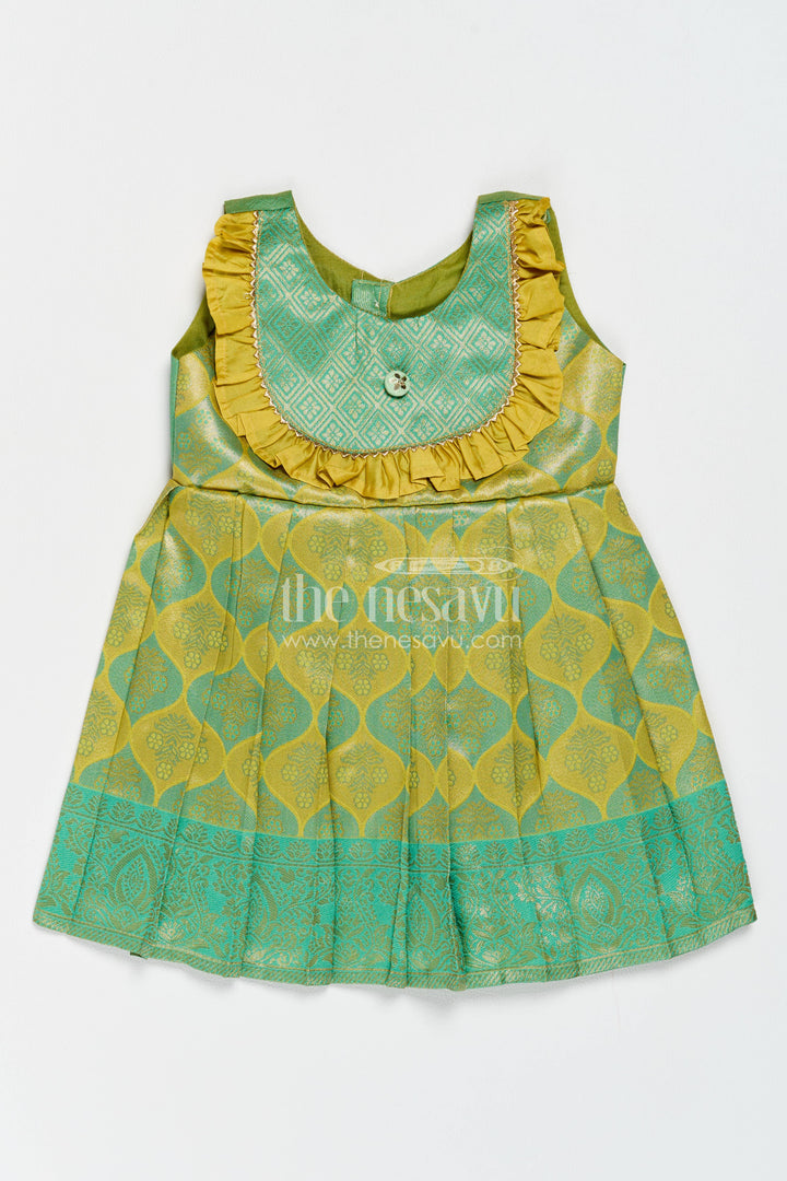 Traditional Silk Frock in Green for Celebrations and Photos