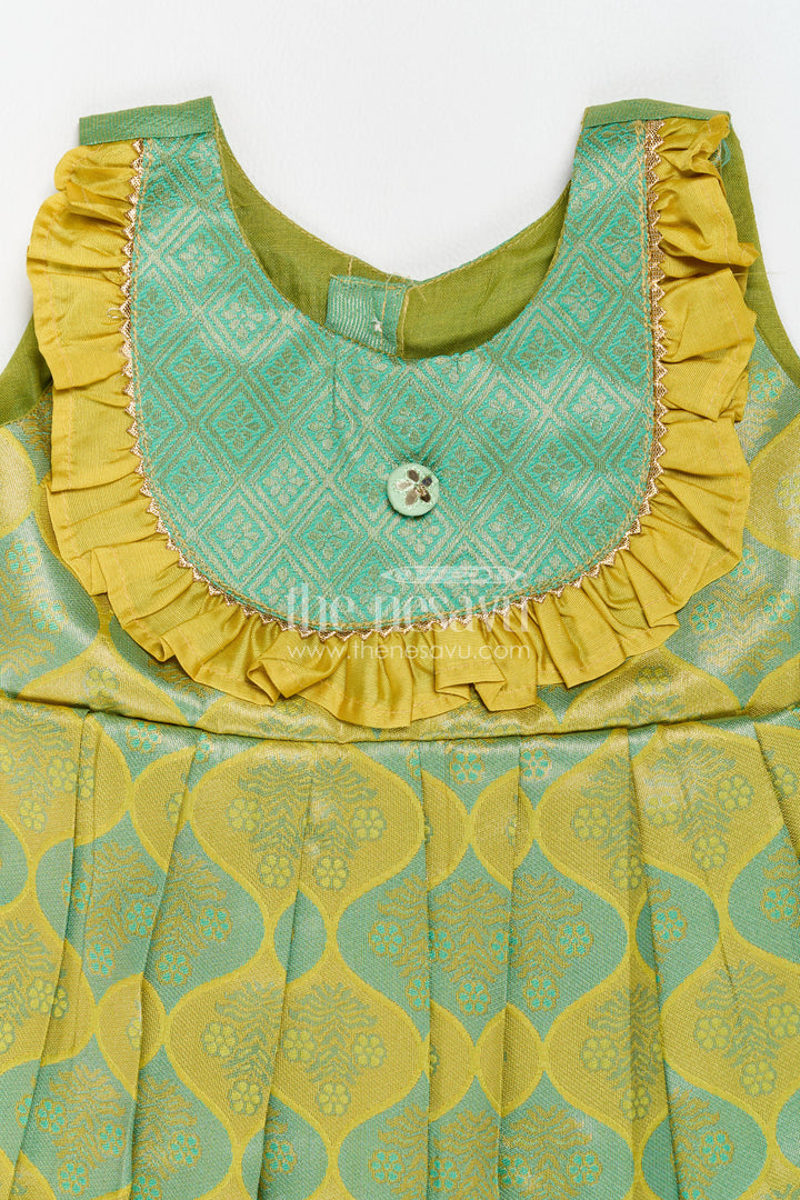 Traditional Silk Frock in Green for Celebrations and Photos