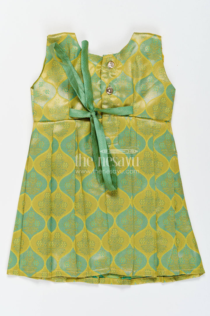Traditional Silk Frock in Green for Celebrations and Photos