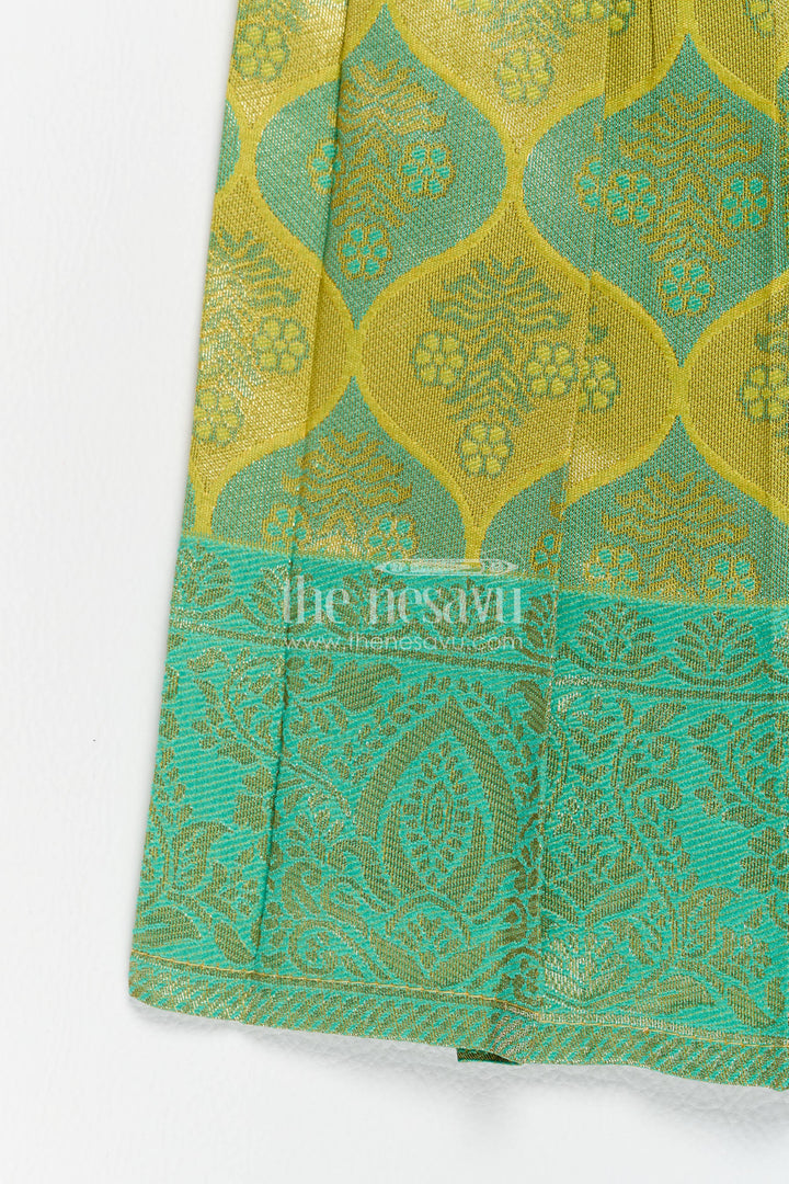 Traditional Silk Frock in Green for Celebrations and Photos