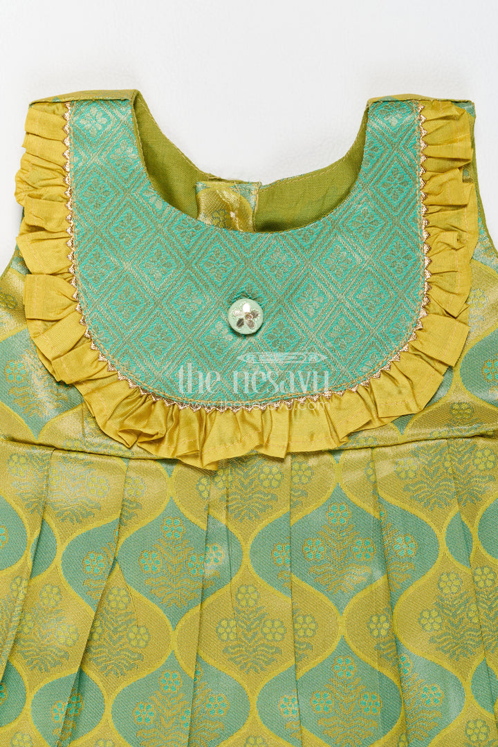 Traditional Silk Frock in Green for Celebrations and Photos