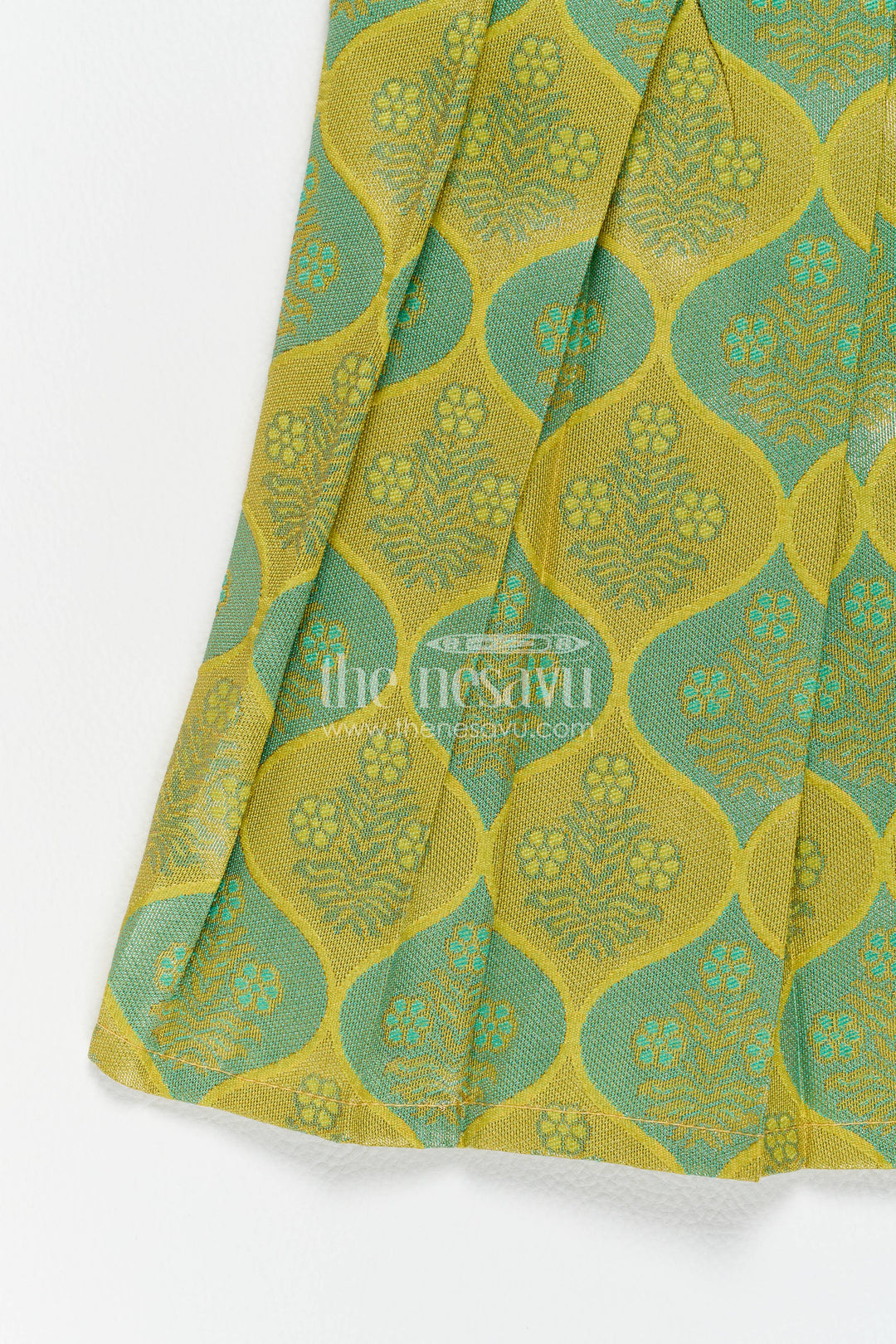 Traditional Silk Frock in Green for Celebrations and Photos
