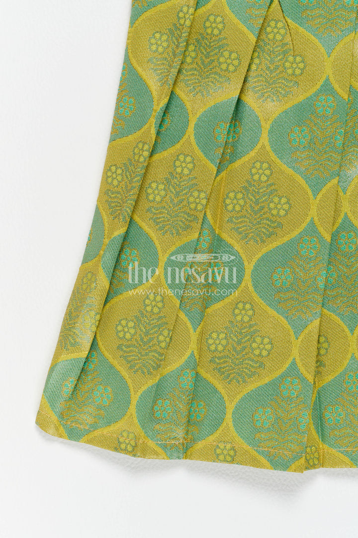 Traditional Silk Frock in Green for Celebrations and Photos