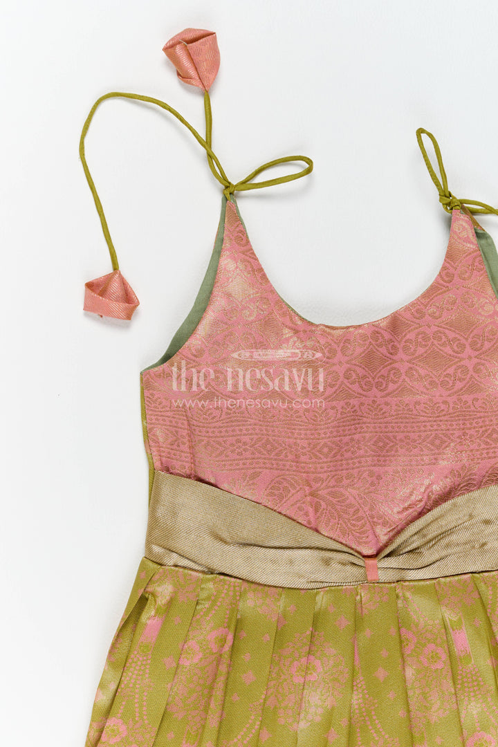 Silk Frock for Girls with Woven Texture for Festive Occasions