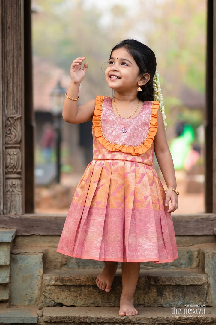 Silk Frock for Girls in Peach with an Occasion Ready Finish