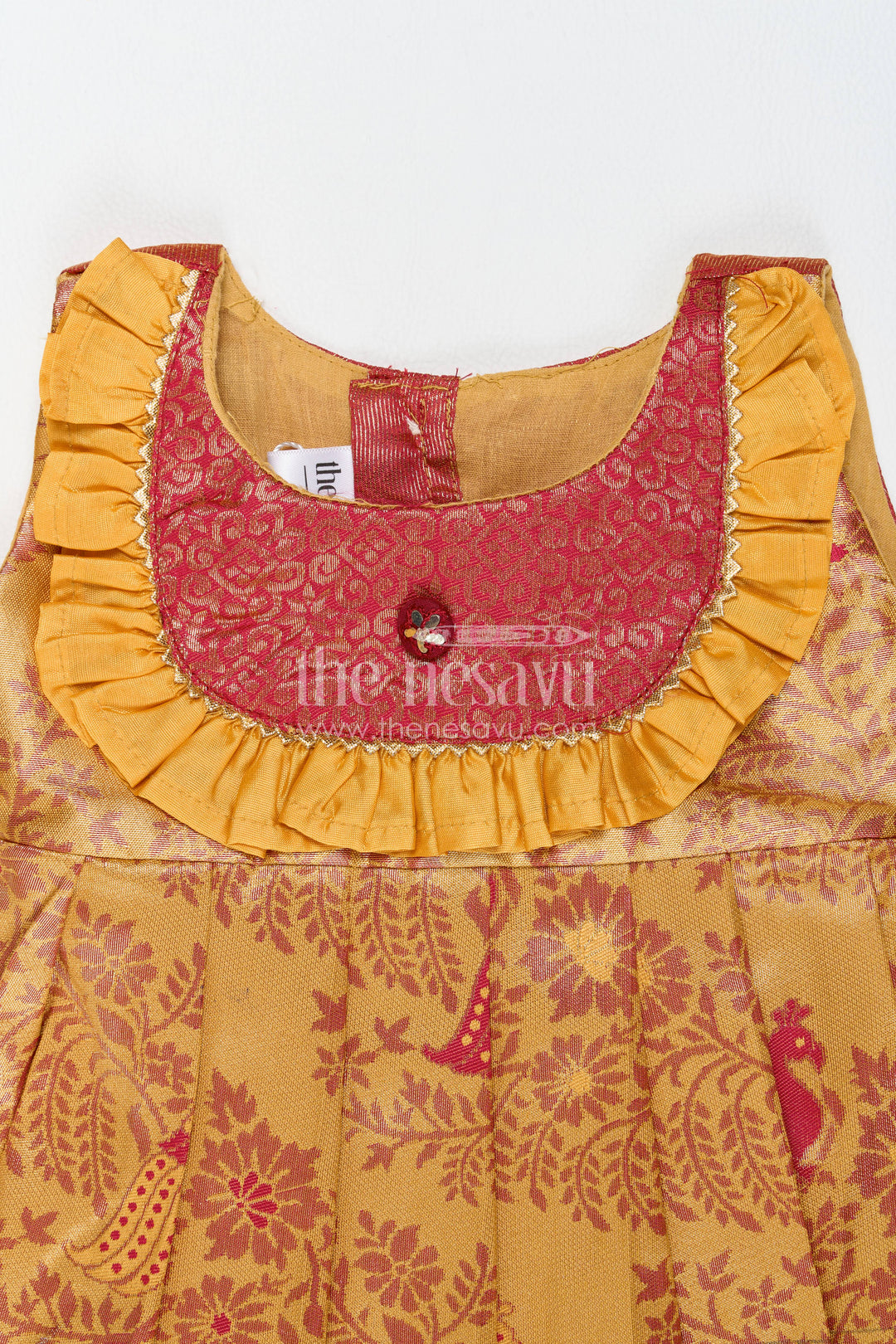 Traditional Silk Frock in Gold for Celebrations and Photos