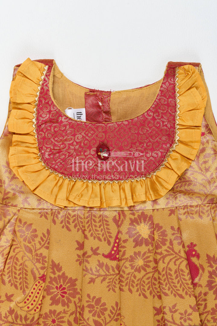 Traditional Silk Frock in Gold for Celebrations and Photos