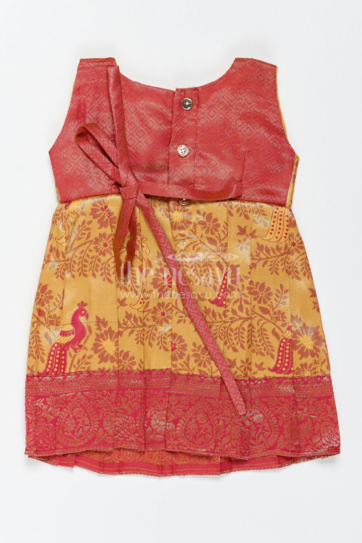 Traditional Silk Frock in Gold for Celebrations and Photos