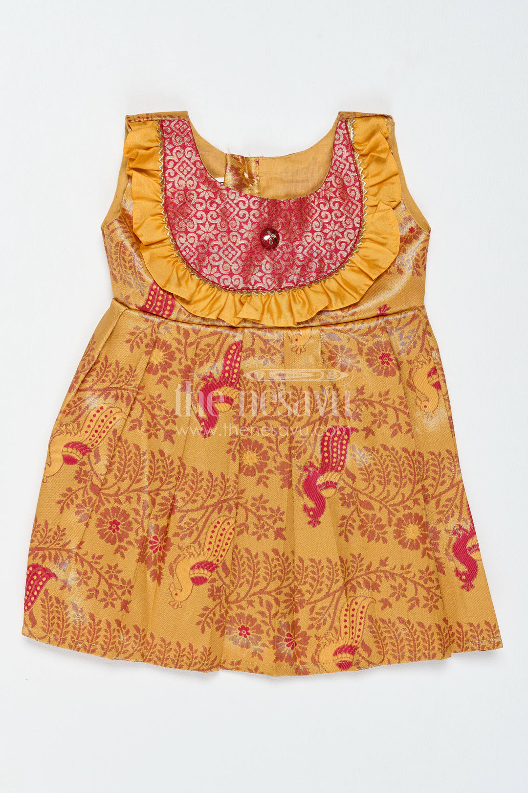 Traditional Silk Frock in Gold for Celebrations and Photos